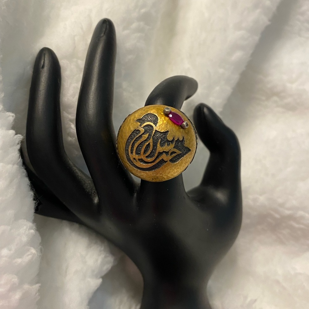 - Bora Jewelry Ring with Arabic Calligraphy & Ruby
